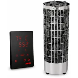 Saunaöfen Harvia Cilindro Pc90e Chrome + Harvia Xenio Cx170