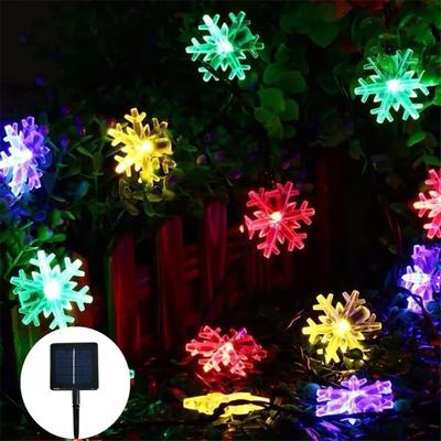 Multicon Wholesale Hub Snowflake Solar Light String LED Outdoor Solar Lamp For Holiday Party Garland Decoration multicolor 50leds