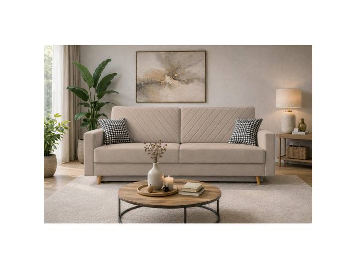 Mid.you Schlafsofa Osaka, Hellbraun, Holz, Kunststoff, 3-Sitzer, Füllung: Komfortschaum,Komfortschaum, 230x96x97 cm, Stoffauswahl, Rücken echt, Kinderzimmer & Jugendzimmer, Jugendmöbel, Jugendsofas