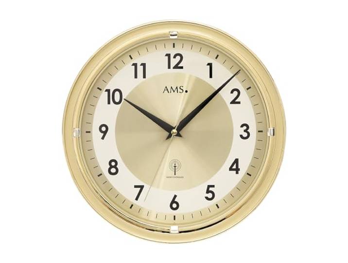 AMS 5946 Wanduhr Rund Kunststoff Goldfarben 30 cm
