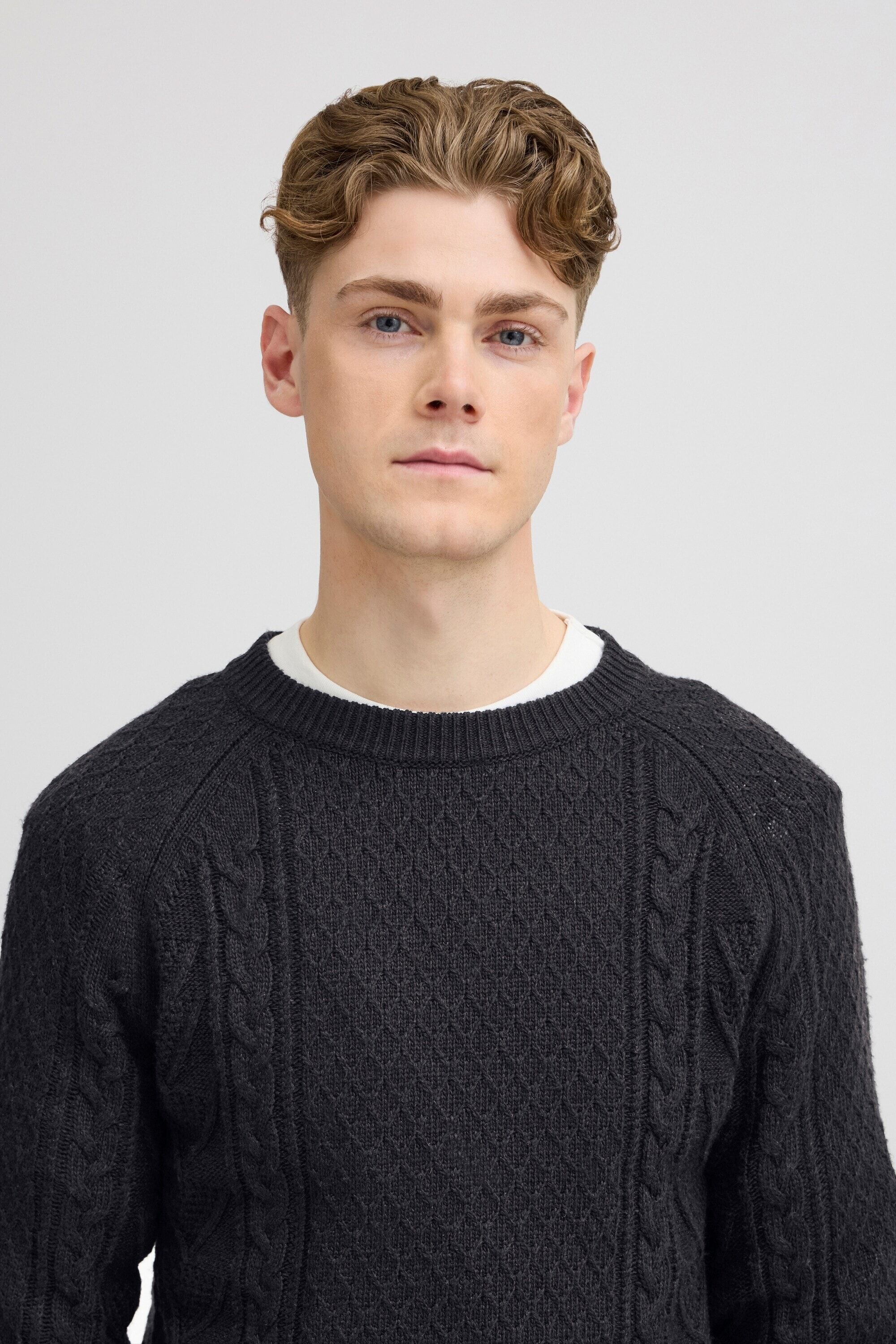 Strickfleece-Pullover CASUAL FRIDAY "Strickpullover CFKristian", Herren, Gr. 3XL, schwarz (schwarz navy), normal, Pullover