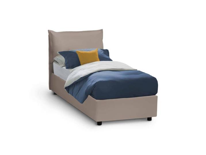 Lit simple en tissu tourterelle 90x200 cm