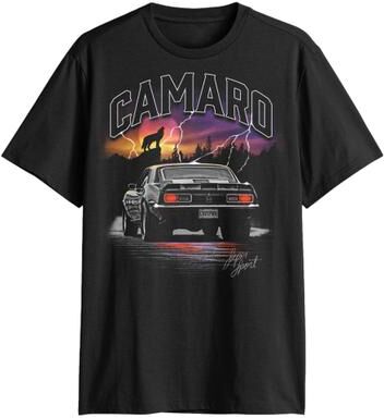 Men's Big & Tall Camaro Howl by Mad Engine in Black (Size 4XLT)