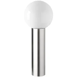 CMD Creative Metalldesign Outdoor Stehleuchte AQUA BALL, IP44, zylindrisch, 60cm, E27, Opalglas-Kugelschirm, Edelstahl gebürstet CMD-95