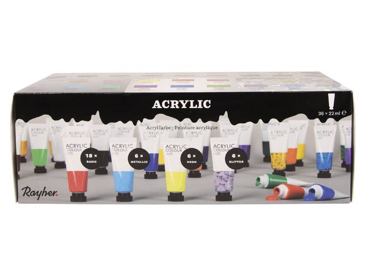 Acrylfarben Künstler Set, 36 Farben x 22ml, Set 792ml