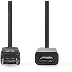 Nedis Displayport-Kabel - DisplayPort Stecker - HDMI Stecker - 1080p - Vernickelt - 1.00 m - Rund - PVC - Schwarz - Label