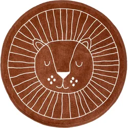 RICE Runder Teppich Jungle Animals, 90 cm, braun