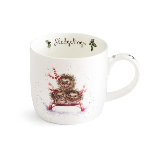 Royal Worcester Wrendale Designs Kerst Egel Mok Sledgehugs 0,3 liter