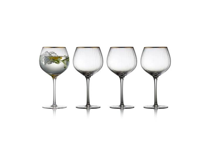Lyngby Glas Verre à gin tonic Palermo Gold 65 cl, lot de 4 Transparent-or