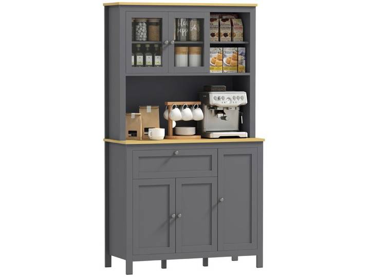Commode de cuisine - MINIMAL - 100x40x180cm - 5 portes - Plan de travail avec passe-câbles - Étagères réglables