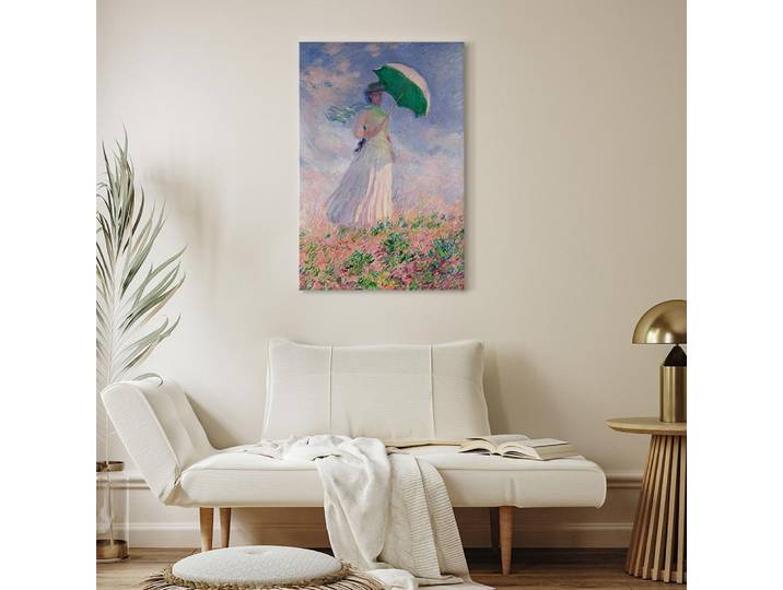 Leinwandbild Woman with a Parasol Filz Grau/Grau 80 x 120cm
