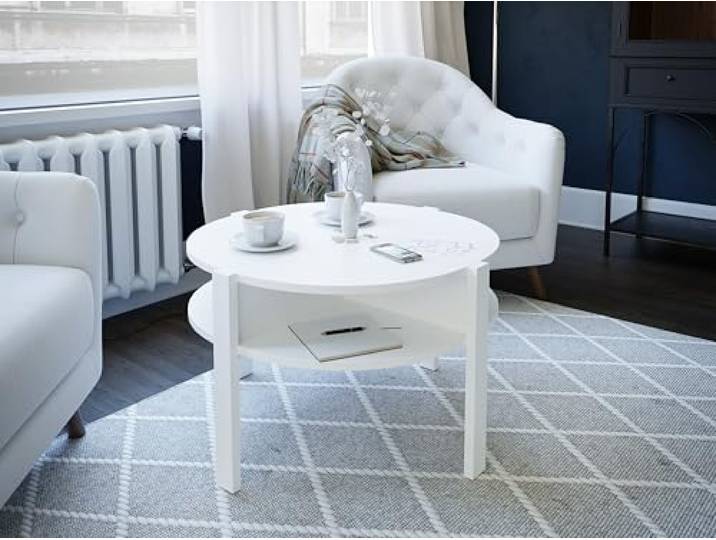 Forte TOBAGO Couchtisch, Holzwerkstoff, weiß, B x H x T: 74,4 x 45,5 x 74,4 cm