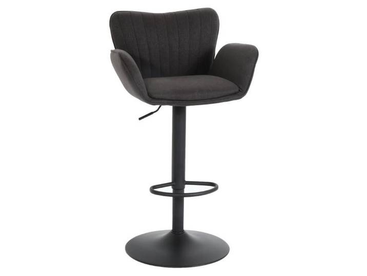 Tabouret de bar HWC-M67 chaise de bar pivotante avec accoudoirs repose-pieds pivotant tissu/textile fer - gris foncé p