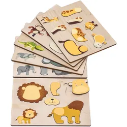 EDUPLAY Magnetpuzzle Wildtiere 6er Set, mehrfarbig