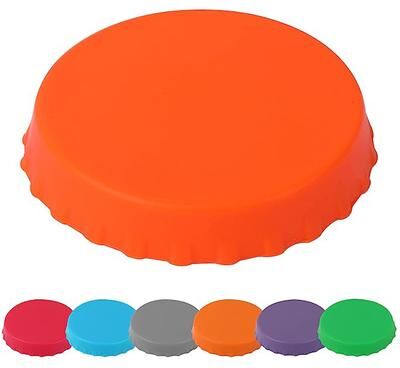 Perfect Picks Market Reusable Leak proof Silicone Cola Can Cap For Canned Beverages, Beer, And Soda Dust Proof, Food Grade Seal orange 2pcs
