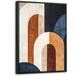 LEINWAND Bilder mit Rahmen - Abstrakt - Formen - Dunkelblau - 30x40
