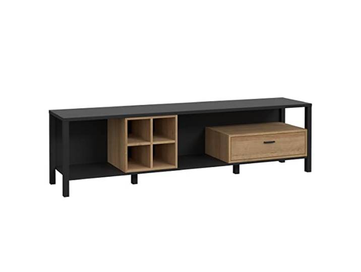 Newroom TV Lowboard Schwarz Eiche TV Schrank Fernsehtisch Wohnzimmer