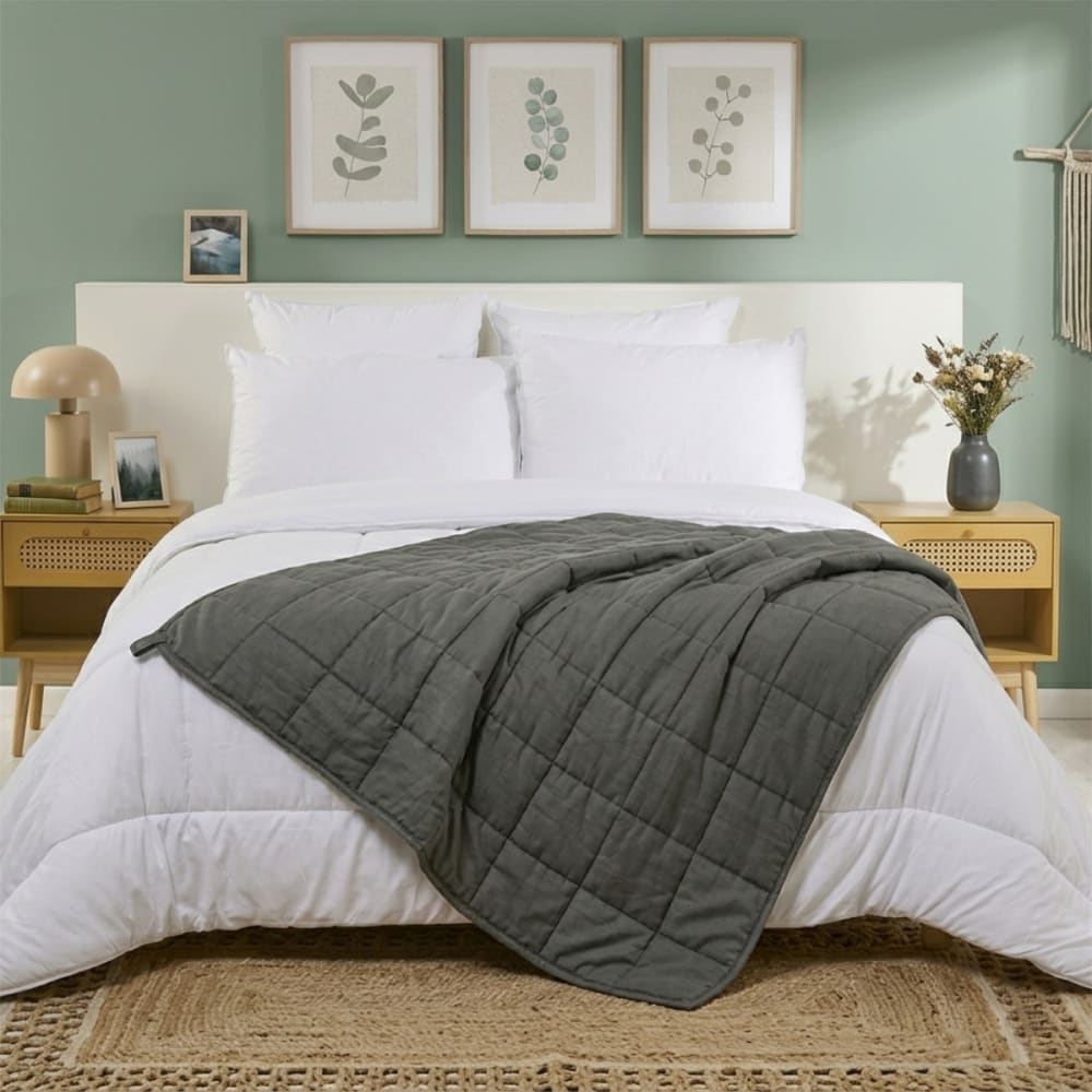 Bleu Câlin Couverture lestée anti-stress microfibre 150x200 cm 7kg Gris 200x0x150cm