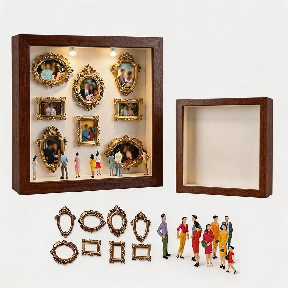 Mini Museum Silhouette Box met Verlichting voor Huwelijk en Jubileum