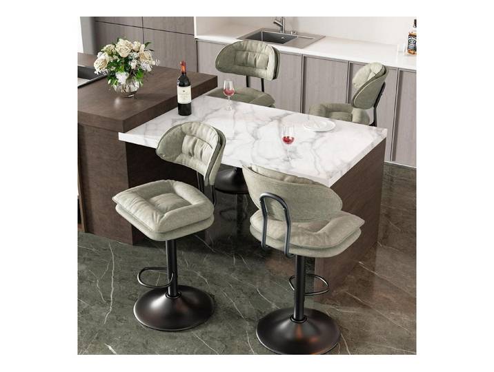 LuxusKollektion Barhocker Barhocker gepolstert Rückenlehne verstellbar 4er Set 4er Set Beige