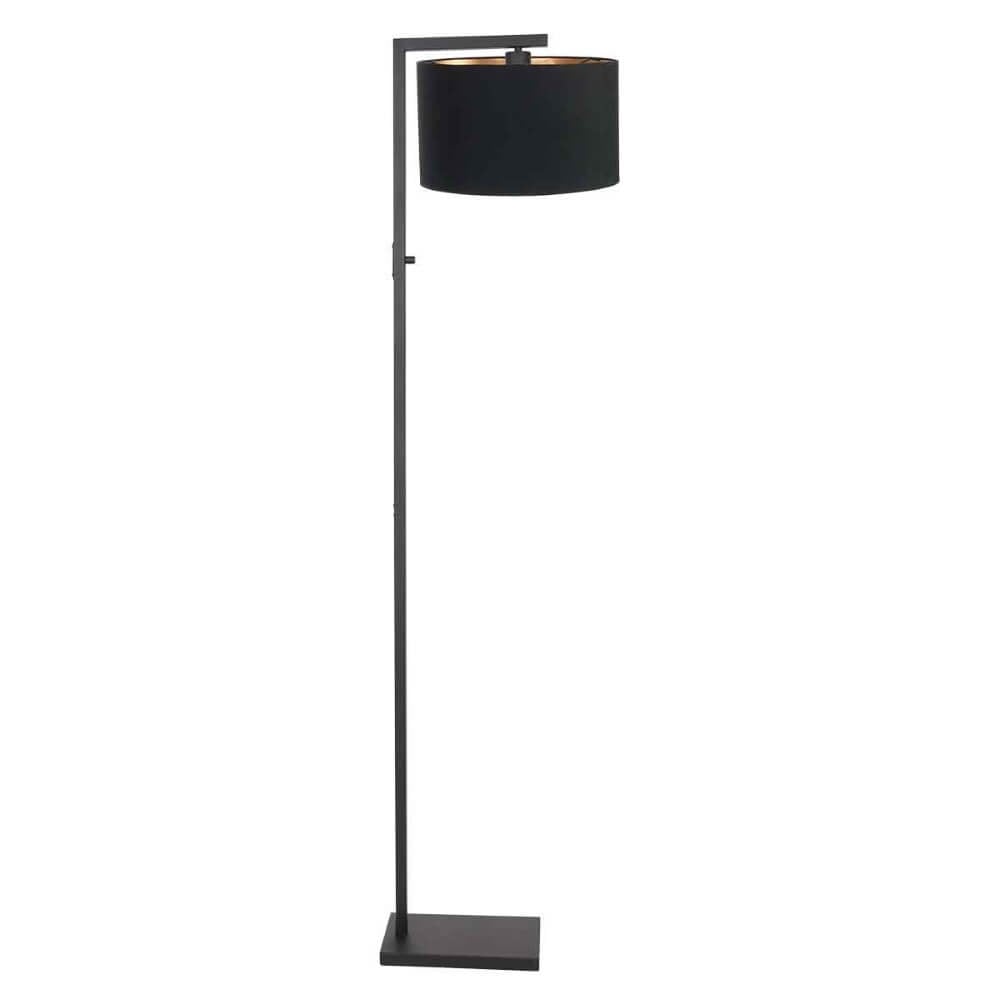Steinhauer Vloerlamp Stanger zwart met stoffen kap, Hoogte: 160 cm