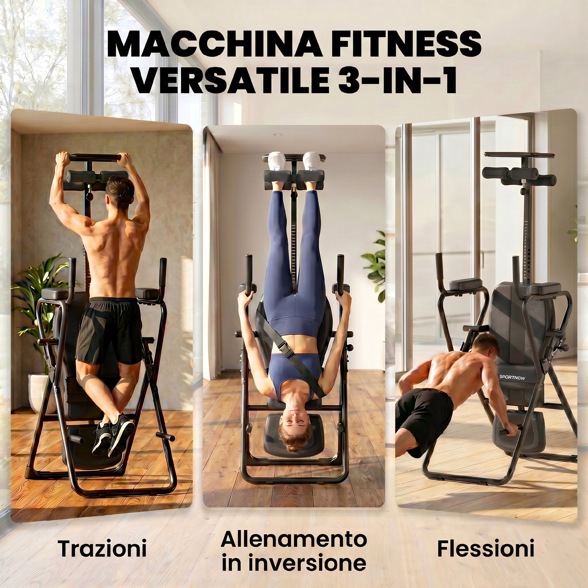 Altro Tavolo Inversione 3-IN-1 Con Barre Flessioni, Trazioni, Tavolo Di Inversione