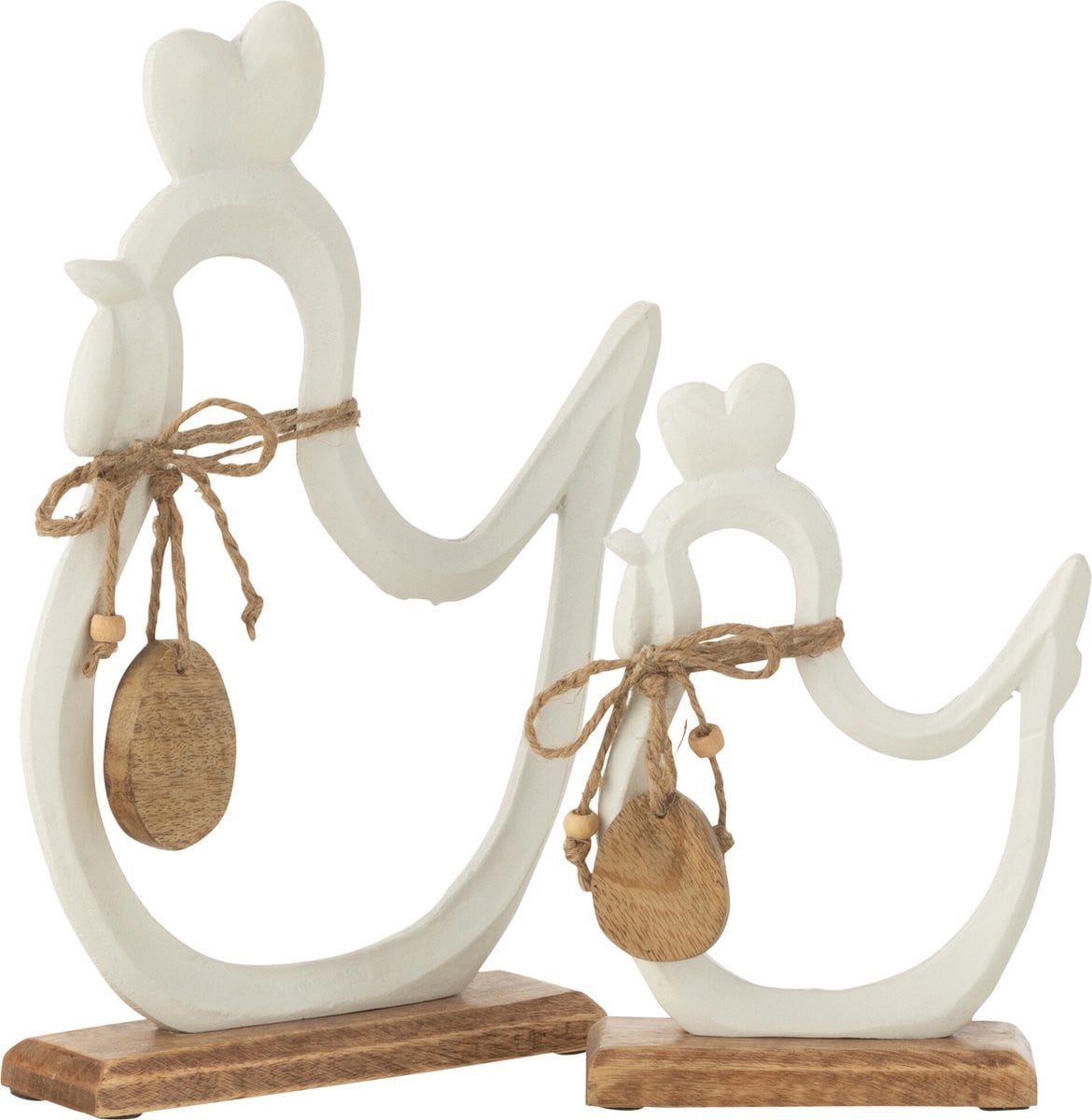 J-Line Figuur Kip met Ei - Aluminium - Wit - Large - Tafeldecoratie