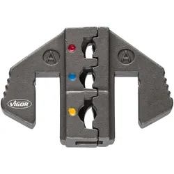 VIGOR Crimp-Einsatz A: für isolierte Kabelschuhe von 0,5  6,0 mm2 (rot, blau, gelb), V2499-A rot/gelb/blau - rot/gelb/blau