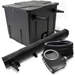 Wiltec, Brunnen + Gartenteich, Filter Set Bio Teichfilter 12000l 72W UVC Teichklärer Pumpe Schlauch 25m
