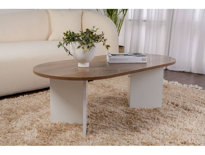 Skye Decor, Sable - Walnut, White, Couchtische, Nussbaum, 119 x 40 x 60 cm