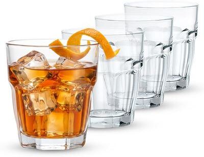 Bormioli Rocco Rock Bar Tempered Glass Stackable Beverage Glasses Dishwasher Safe
