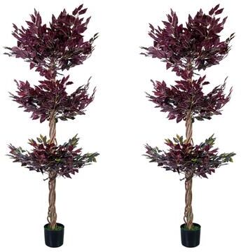 Garvee 2 Pack Plastic Artificial Ficus Trees 5 and 6 Ft Tall Potted
