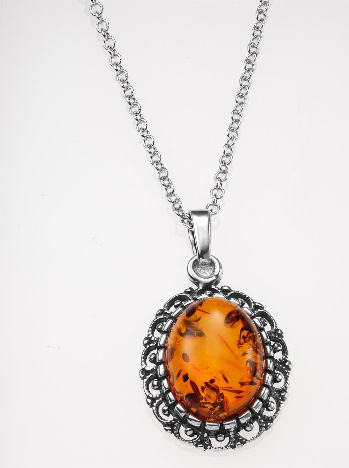 Kette mit Anhänger LADY, silber (silber 925), Halsketten, Damen, 1,6, Glas Silber 925 (Sterlingsilber), Glas, Silber 925 (Sterlingsilber), Kette mit Anhänger