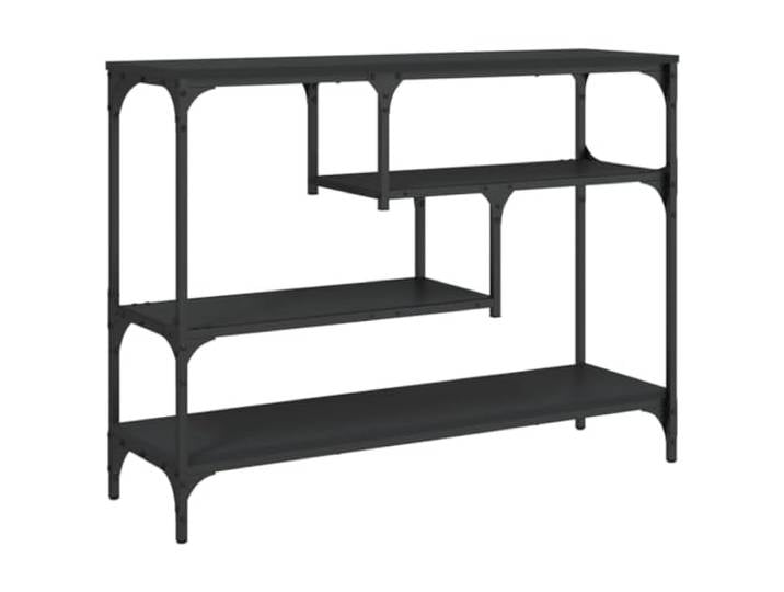 GHVBNMF Konsolentisch Schwarz 100x30x75 cm Holzwerkstoff Metall Schmaler Flurtisch mit Ablagen für Wohnzimmer & Eingangsbereich, stabile Konstruktion mit verstellbaren Füßen.