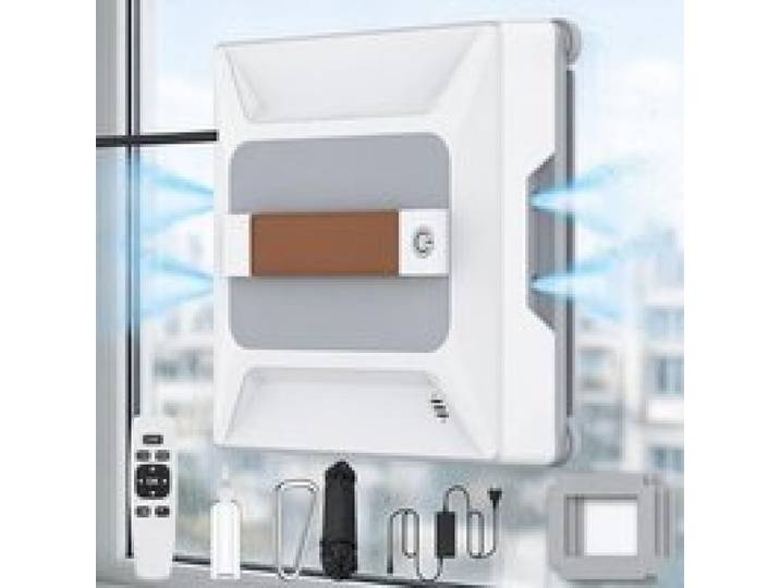Robot de nettoyage de vitres 5600 Pa Pulvérisation 4 buses IA 3 modes détection sans cadre télécommande câble corde
