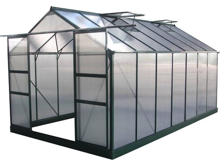 Gartengewächshaus aus Polycarbonat \ Dahlia\ Tannengrün 13,29 m²
