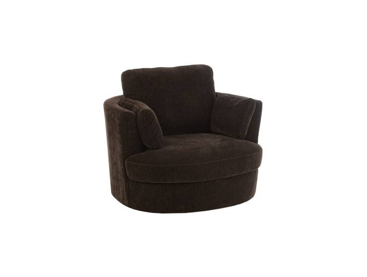 Fauteuil pivotant à 360° en velours texturé marron