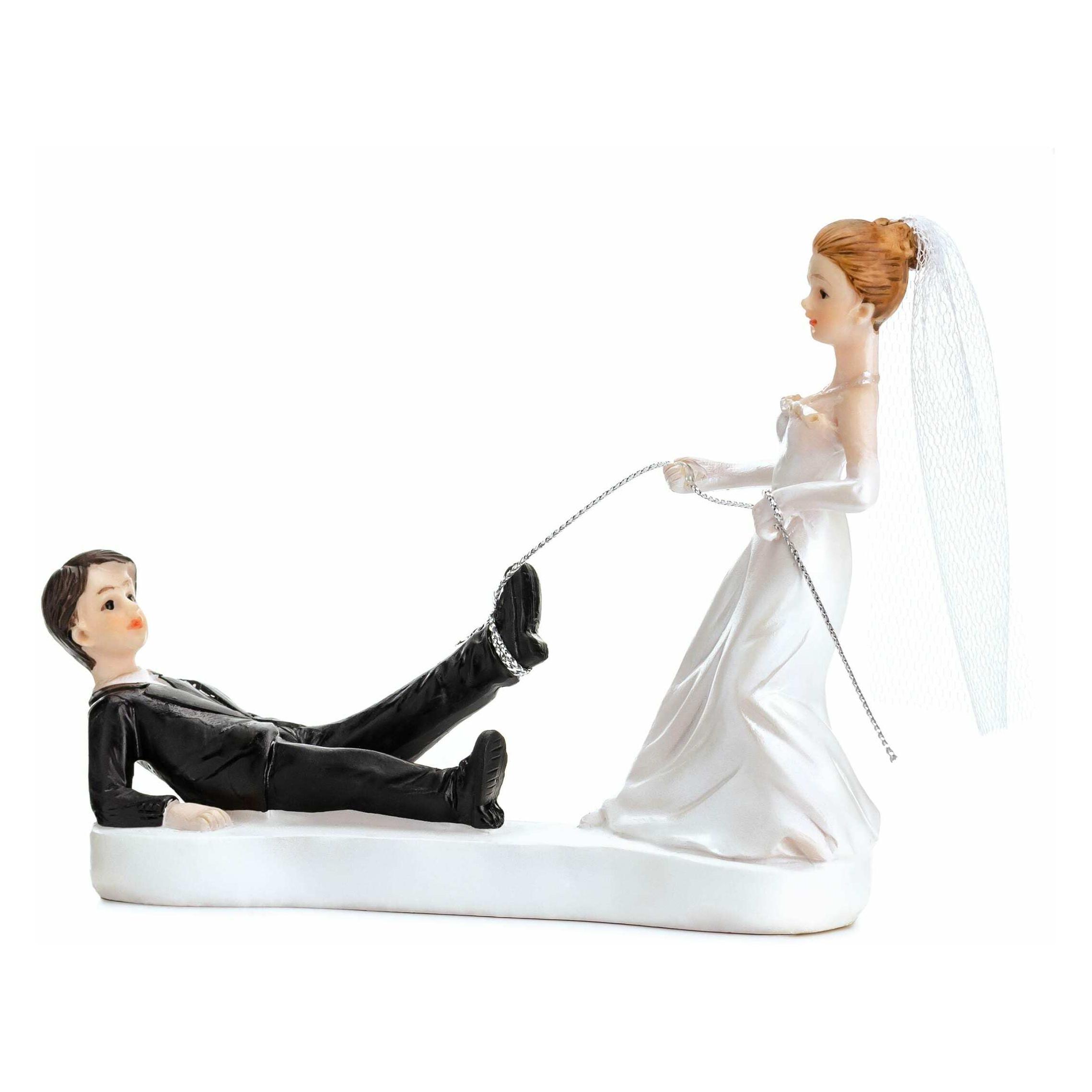 Partydeco Kuchen-Topper Figur Brautpaar Seil Weiss/Schwarz (1 Stk.) (PF16-KARTON)