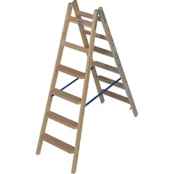 Doppelleiter Krause Holzleiter 2x6 Sprossen beidseitig besteigbare Klappleiter