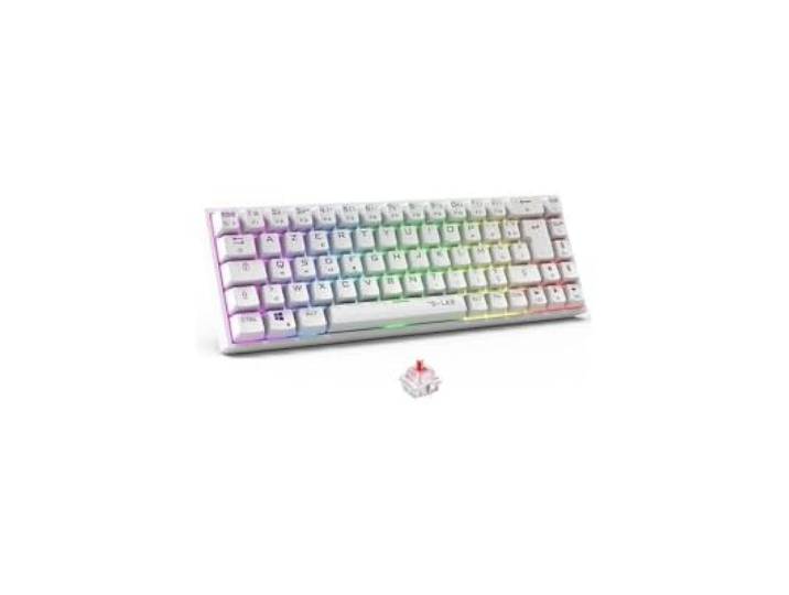 The G-Lab - Keyz Titanium WL – draadloos gamingtoetsenbord 65% AZERTY – mechanisch toetsenbord switch rood, RGB 100% aanpasbaar, programmeerbare macro's – draadloos gaming-toetsenbord PC, PS4, PS5,