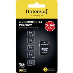 Intenso Premium 5er Pack (5 x 64 GB) microSDXC-Karte 64 GB Class 10 UHS-I inkl. SD-Adapter 3423595