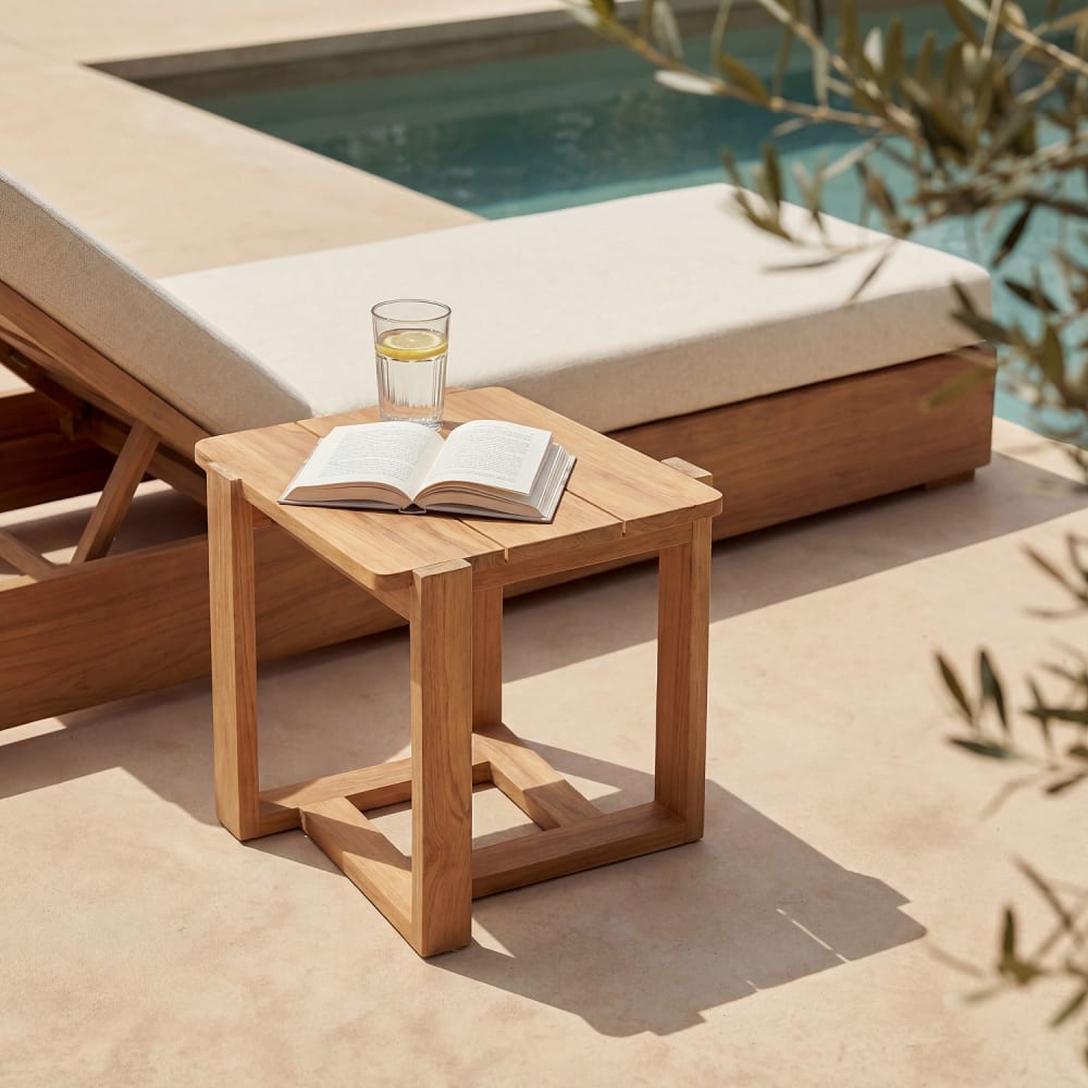 Habitat Table d appoint de jardin en teck massif - naturel Marron 50x46x50cm