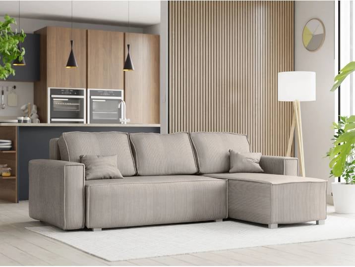 ANGEBOT Beige Ecksofa SMART COSARO, beidseitig + 2 Kissen GRATIS II. Wahl