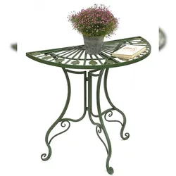 DanDiBo Tisch Halbrund Wandtisch 93995 Beistelltisch Metall 80 cm Gartentisch Halbtisch Halbrundtisch Wandkonsole Konsole Wand