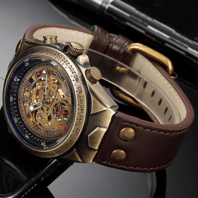 All Categories Goods Luxury Mens Automatic Mechanical Watch With Roman Numerals & Leather Strap Luxury Mens Automatic Mechanical Watch With Roman Numerals & Leather Strap