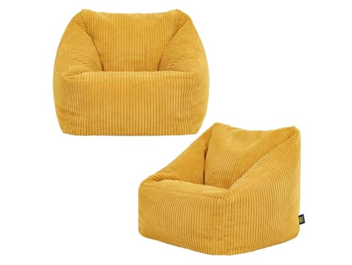 Icon Natalia Cord Sitzsack Kinder Sessel mit Füllung, 2er Pack, Gelb In Deutschland Hergestellt, Sitzsack Sessel, Weicher Cordstoff, Kinder Sessel für Kinderzimmer und Schlafzimmer