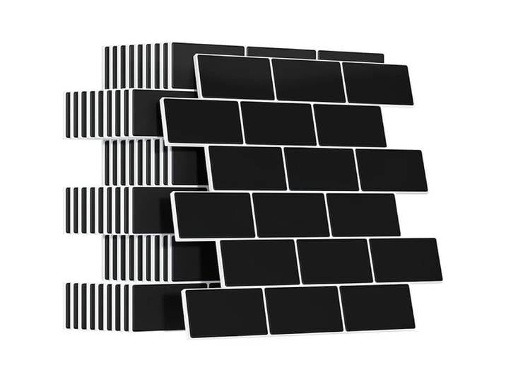 10 Pièces Credence Adhesive pour Cuisine Faux Carrelage Adhesif Mural Salle de Bain Crédence Adhesive Metro 3D Noir CARRELAGE