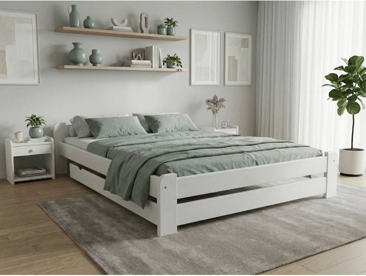 Bett Emily 120 x 200 cm, Weiß Matratze: Matratze Sommera 18 cm, Lattenrost: Mit Lamellenrost