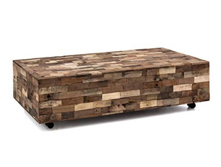 Woodkings® Couchtisch Kavali groß 150x75 mit Rollen Altholz Unikat rustikal Holztisch Sofatisch Echtholz massiv Wohnzimmer Möbel Tisch