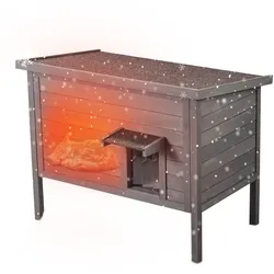 VEVOR Katzenhaus für draußen, wetterfest, Unterschlupf für Wildkatzen für mehrere Katzen, Katzen-/Kaninchenhaus aus Holz für draußen, rundum schaumisoliert, offenes Dach, Türklappen aus PVC, 86,4 cm L x 56,4 cm B x 68,6 cm H